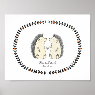 Affiche Cadeau de mariage personnalisé pour duple mignon H