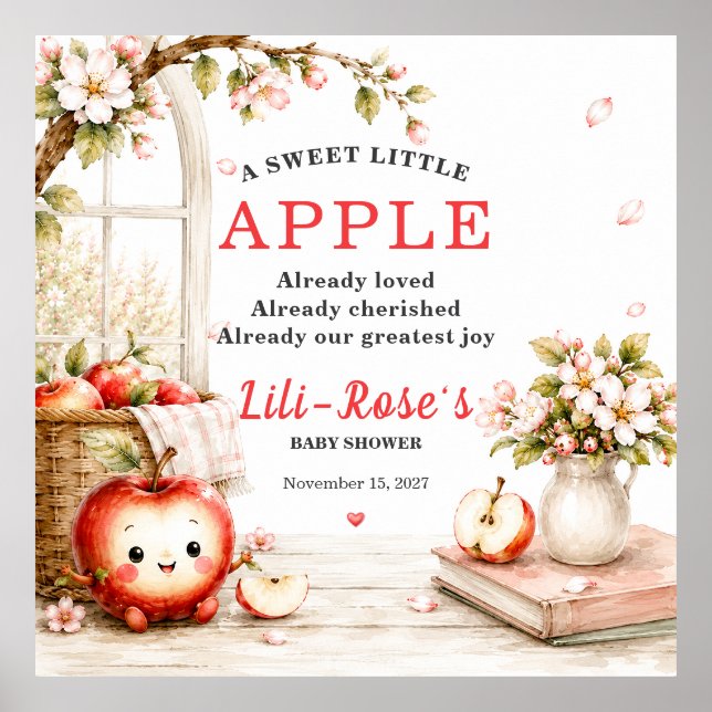 Affiche Cadeau de Naissance Douce Petite Pomme pour la Nur (Devant)