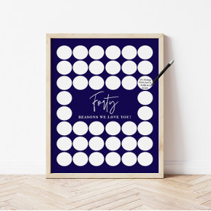 Affiche Cadeau de Naissance Navy Blue 40 Raisons pour lesq