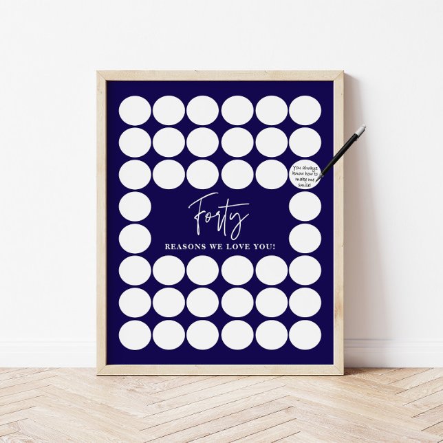 Affiche Cadeau de Naissance Navy Blue 40 Raisons pour lesq (Créateur téléchargé)