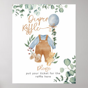 Affiche Cadeau de naissance ourson eucalyptus végétation D