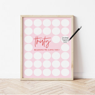 Affiche Cadeau de naissance Pink 30 raisons pour lesquelle