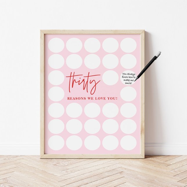 Affiche Cadeau de naissance Pink 30 raisons pour lesquelle (Créateur téléchargé)