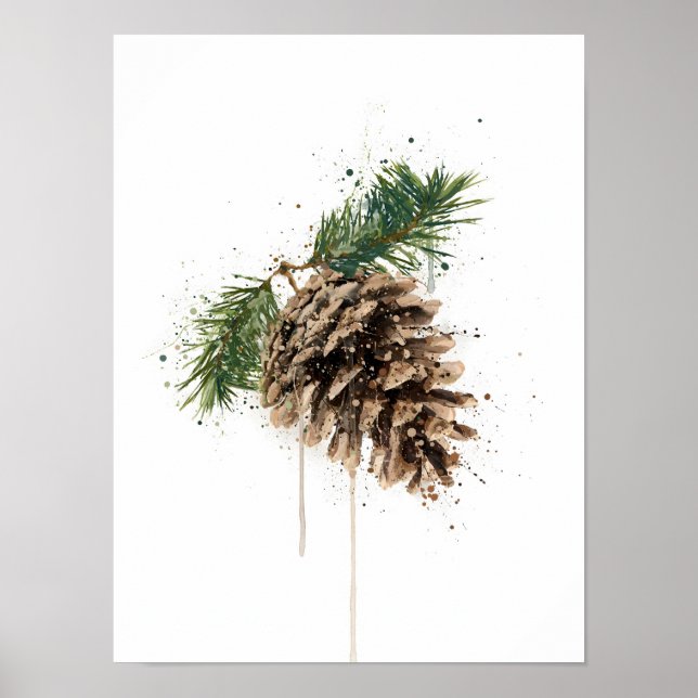 Affiche Cadeau de Noël Cône de Pin (Devant)