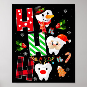 Affiche Cadeau de Noël de dentiste amusant dentaire à carr
