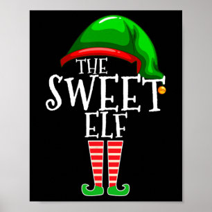 Affiche cadeau de Noël de la famille elfe sucré