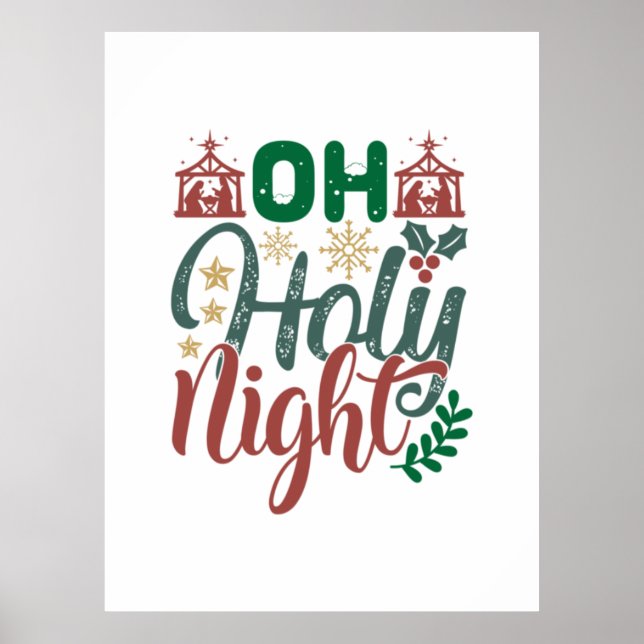 Affiche Cadeau de Noël | Oh Holy Night (Devant)