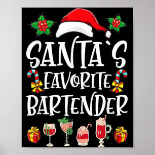 Affiche Cadeau de Noël pour barman Le barman préféré du Pè