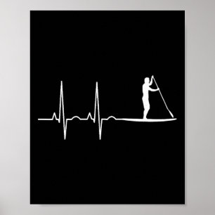 Affiche Cadeau de paddling battement de coeur de paddle st