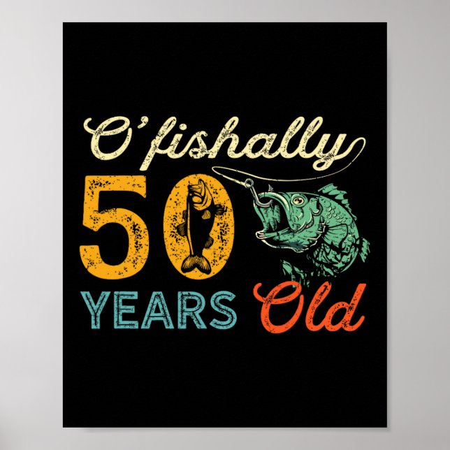 Affiche Cadeau de pêche 50 ans 50e anniversaire Cool cinqu (Devant)
