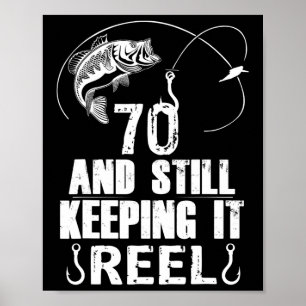 Affiche Cadeau de pêche pour 70e anniversaire pêcheur âgé 