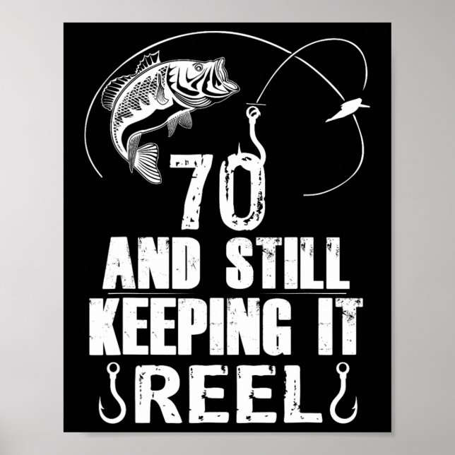 Affiche Cadeau de pêche pour 70e anniversaire pêcheur âgé  (Devant)