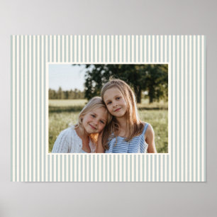Affiche Cadeau de photo de famille rayé vert sauge