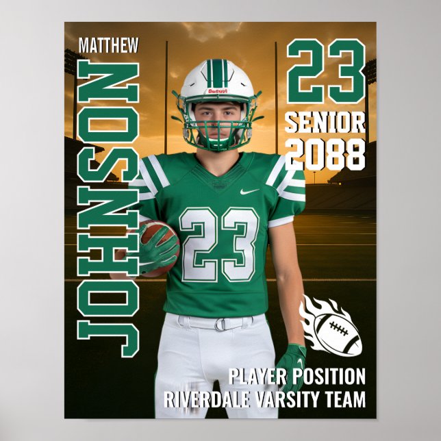 Affiche Cadeau de photo de joueur senior d'équipe de footb (Devant)