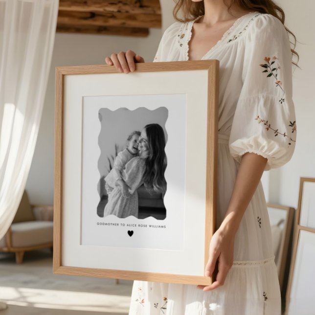 Affiche Cadeau de photo ondulée de marraine (Zazzle Godmother Wavy Photo Keepsake Print)