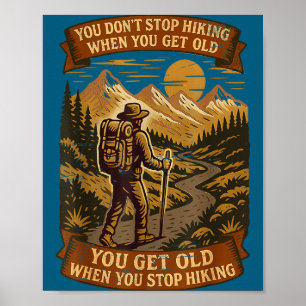 Affiche Cadeau de randonneur drôle Citation de plein air a