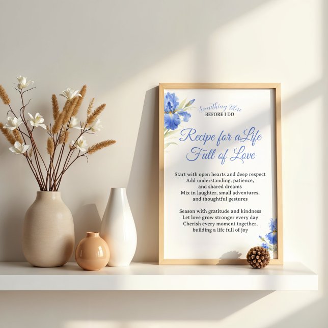 Affiche Cadeau de Réception de Mariage : Recette pour une  (Bridal Shower Gift Recipe for a Life of Love Poster
)