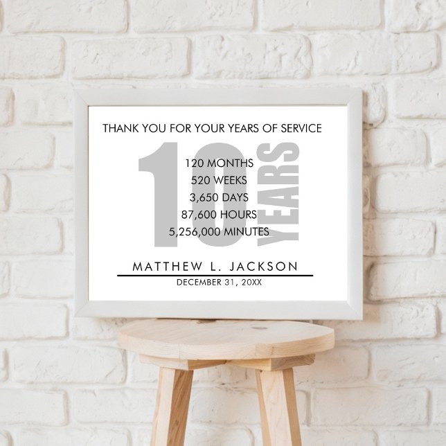 Affiche Cadeau de retraite ou d'amortissement de 10 ans (Créateur téléchargé)