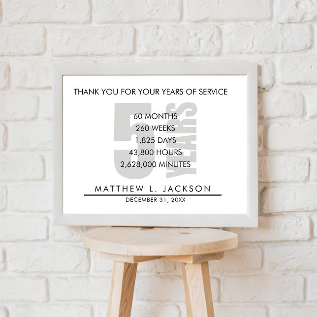 Affiche Cadeau de retraite ou d'amortissement de 5 ans (Créateur téléchargé)