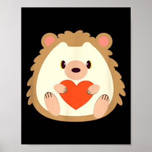 Affiche Cadeau de Saint-Valentin hérisson pour amateur d'a