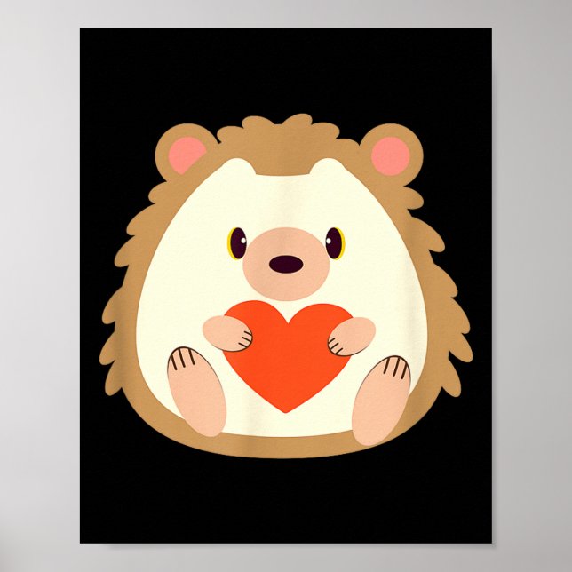 Affiche Cadeau de Saint-Valentin hérisson pour amateur d'a (Devant)
