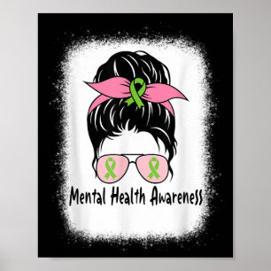 Affiche Cadeau de santé mentale de chignon désordonné Sant