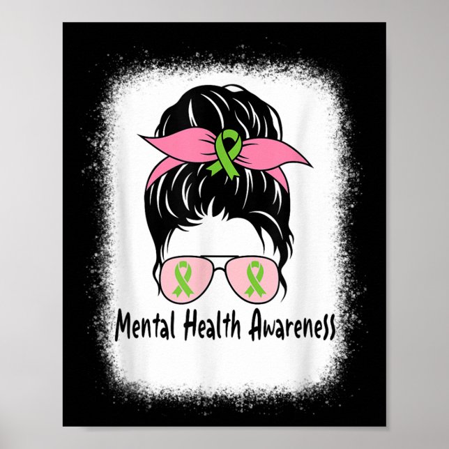 Affiche Cadeau de santé mentale de chignon désordonné Sant (Devant)