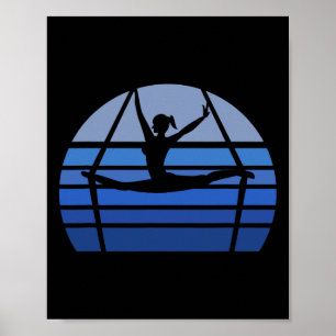 Affiche Cadeau de silhouette de yoga aérien rétro pour amo