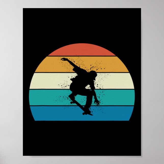 Affiche Cadeau de skateboard - Skateboardeur vintage  (Devant)