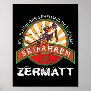 Affiche Cadeau de ski vintage pour skieurs de Zermatt