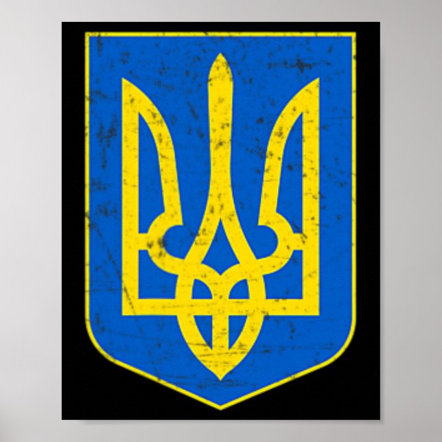 Affiche Cadeau de soutien du drapeau ukrainien de fierté B (Devant)