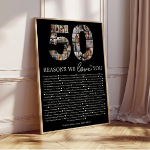 Affiche Cadeau de souvenir 50 raisons pour lesquelles nous