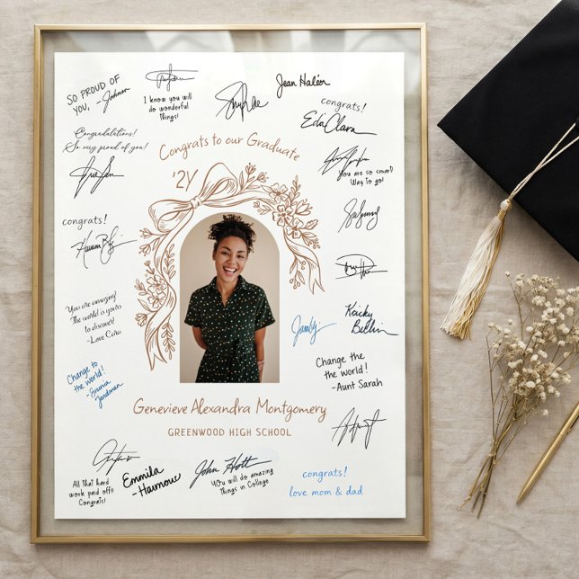 Affiche Cadeau de souvenir de signature d'invité de remise (Graduation Guest Signing Grad Photo Keepsake Gift Poster)
