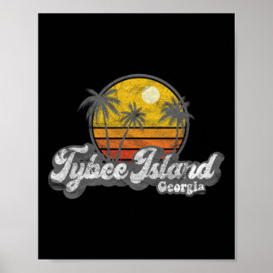 Affiche Cadeau de surfeur vintage Tybee Island Ga rétro 70