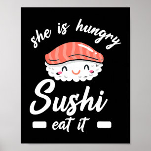 Affiche Cadeau de sushi pour enfants Kawaii Dames Wasabi F