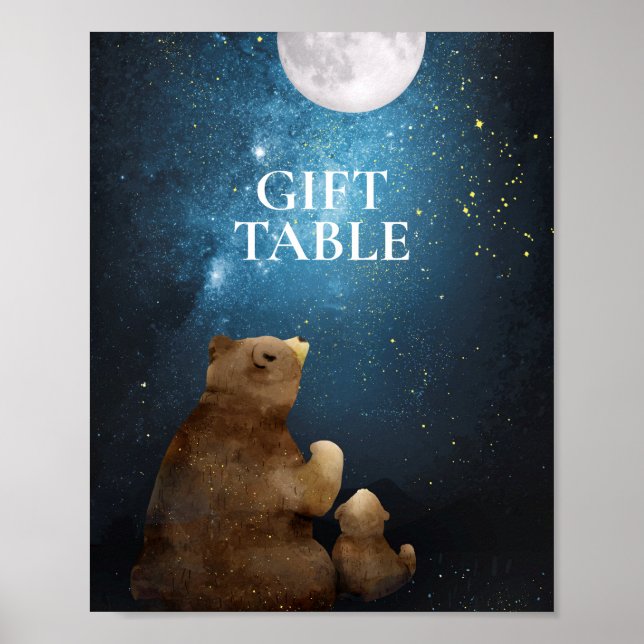 Affiche Cadeau de table Ourson mignon scintillant Petite É (Devant)