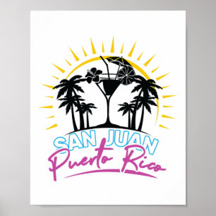 Affiche Cadeau de vacances à San Juan Porto Rico Plage Voy