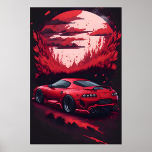 Affiche Cadeau de voiture Supra japonais rouge pour lui Ma