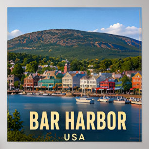 Affiche Cadeau de voyage à Bar Harbor dans le Maine à Acad