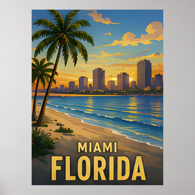 Affiche Cadeau de voyage à Miami Floride (Devant)