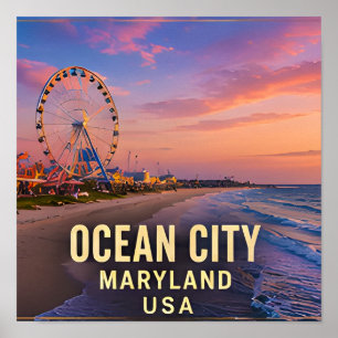 Affiche Cadeau de voyage à Ocean City Maryland Beach