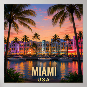 Affiche Cadeau de voyage au bord de l'eau tropical à Miami