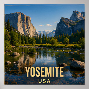 Affiche Cadeau de voyage de la vallée de la montagne Yosem