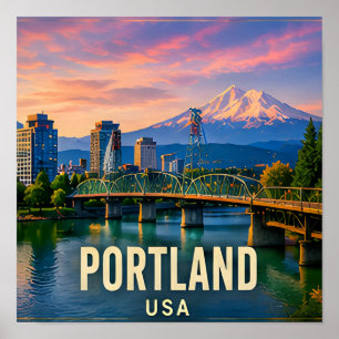 Affiche Cadeau de voyage de Portland Oregon au bord de la