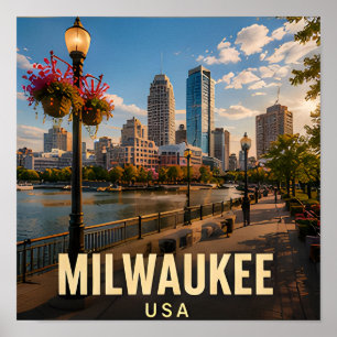 Affiche Cadeau de voyage du port de Milwaukee Wisconsin