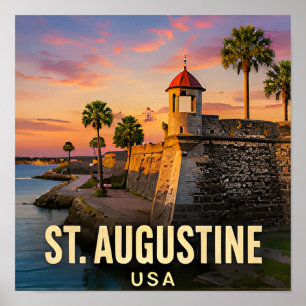 Affiche Cadeau de voyage pour la ville côtière de St Augus