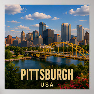 Affiche Cadeau de voyage pour le pont de Pittsburgh Pennsy
