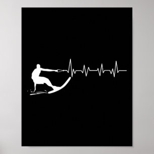Affiche Cadeau de waterski battement de coeur drôle Athlèt