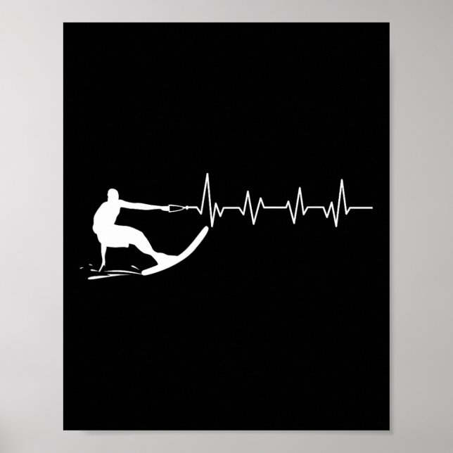 Affiche Cadeau de waterski battement de coeur drôle Athlèt (Devant)
