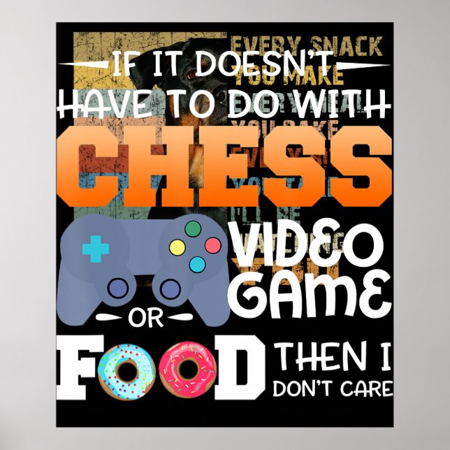 Affiche Cadeau d'échecs | Jeu Vidéo D'Échecs Ou Conception (Devant)